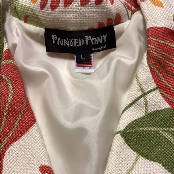 Painted Pony Woven Tapestry Bright Floral Print Blazer - Picture 9 of 11